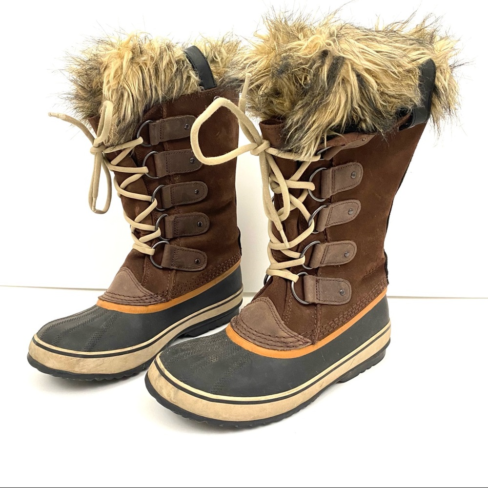 SOREL Sz 8 JOAN OF ARCTIC Boots NL1540-256 Waterproof Womens Suede Fur
